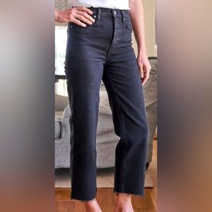Frank‎ & Eileen Monaghan High Waist Raw Hem Crop Jeans Black Size 27 NWOT